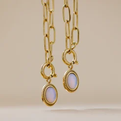 Opaline Oval Links Necklace Set Gold