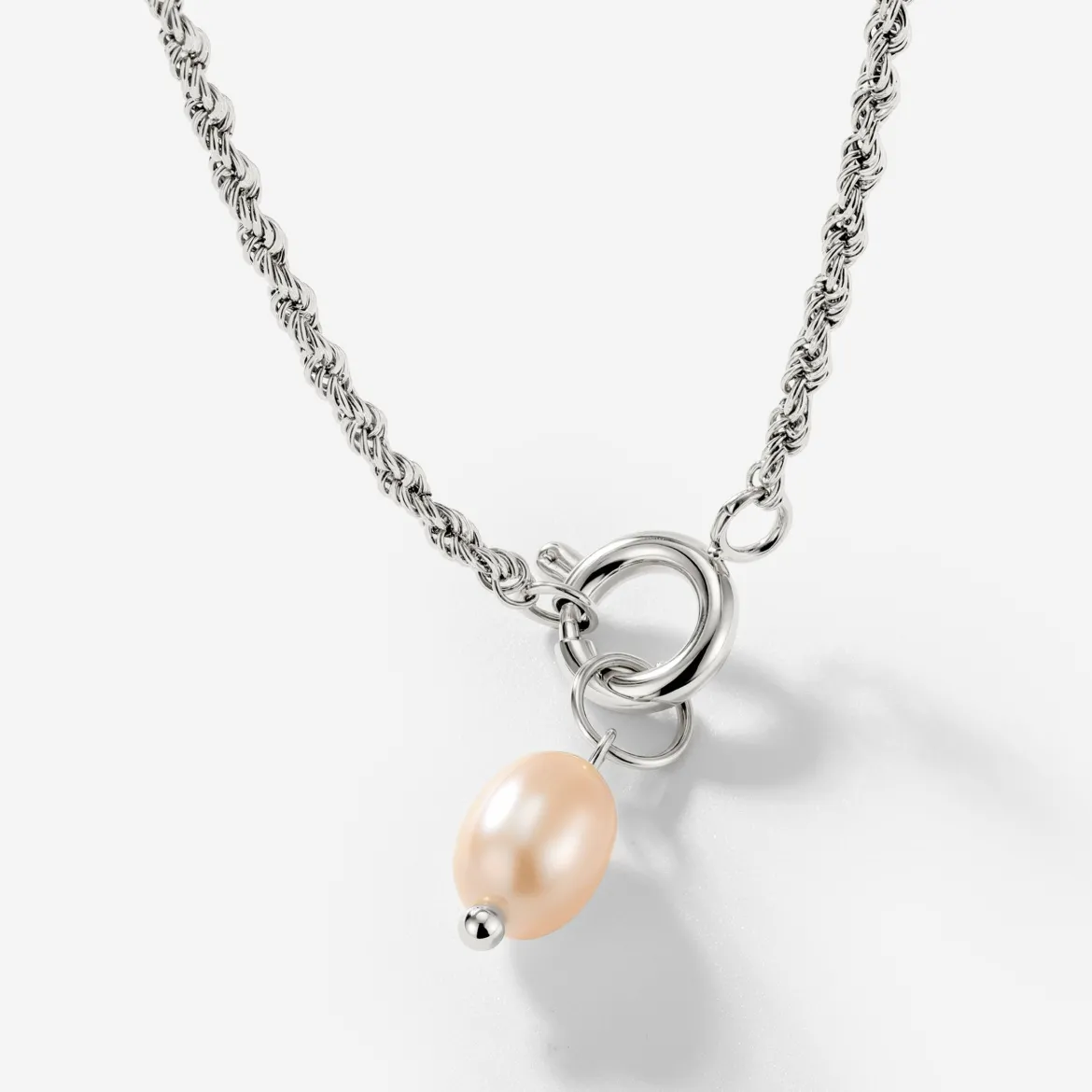 Perla Rosa Rope Chain Necklace Set Silber
