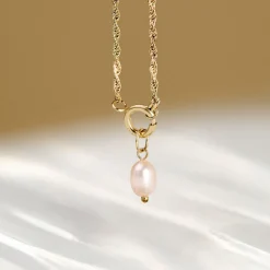 Perla Rosa Rope Chain Necklace Set Silber