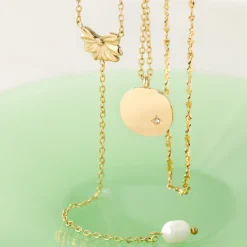Petal Pearl Y-Necklace Silber