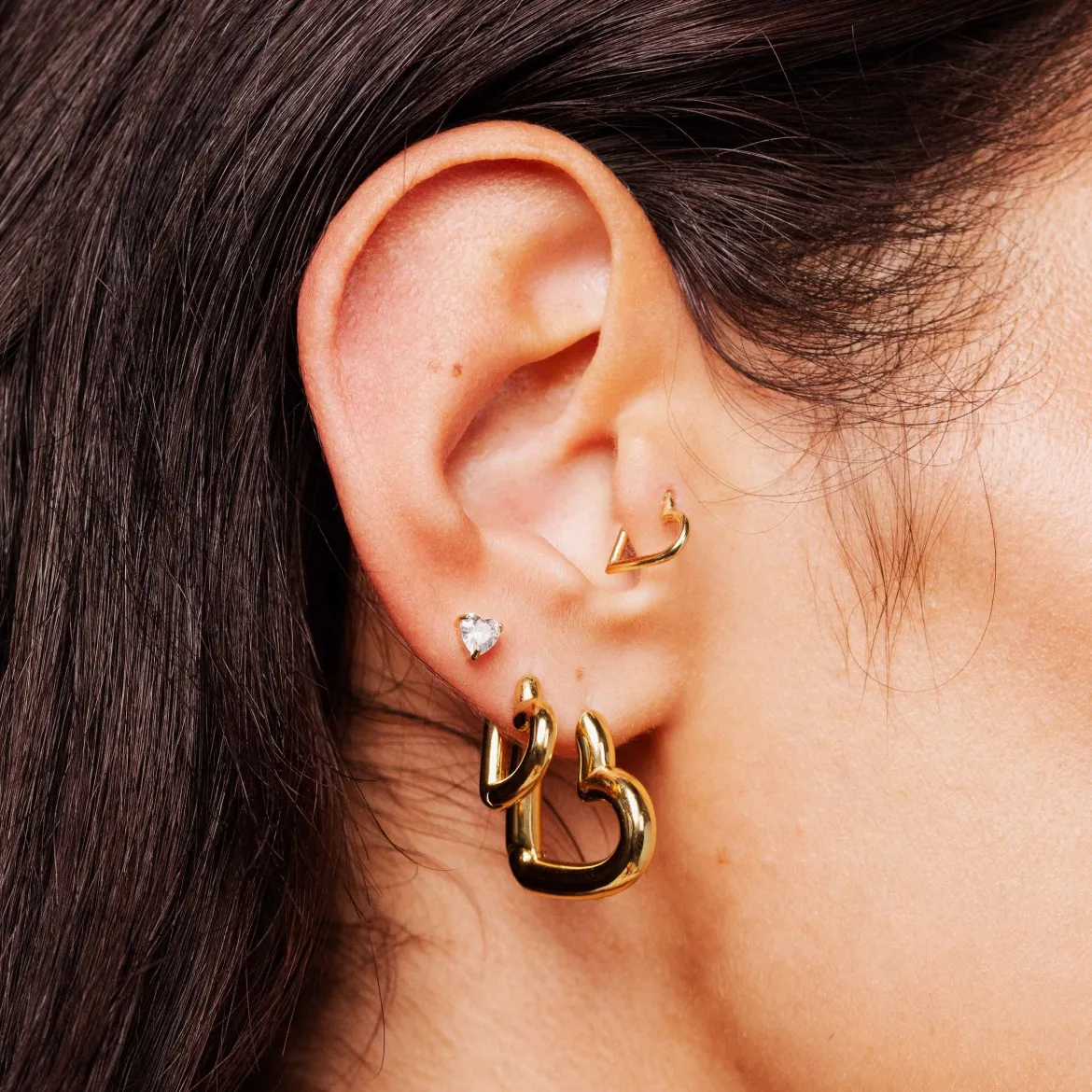 Phat Heart Hoops Small Gold