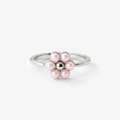 Pretty Pink Daisy Ring Silber