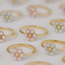 Pretty Pink Daisy Ring Silber