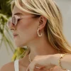 Puka Shell Hoop Studs Gold