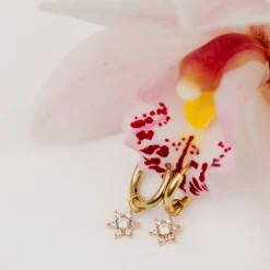 Purple Petal Hoop Set Small Roségold