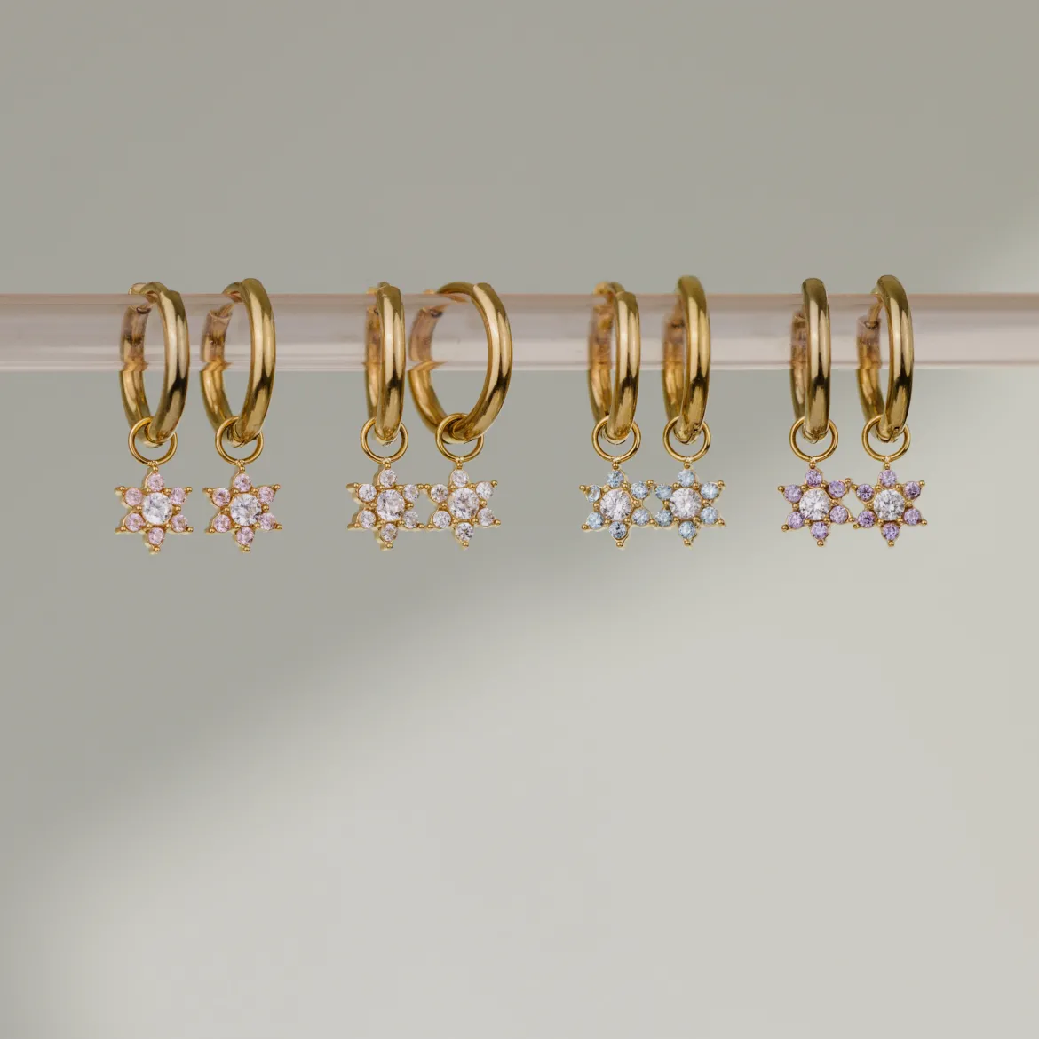 Purple Petal Hoop Set Small Roségold