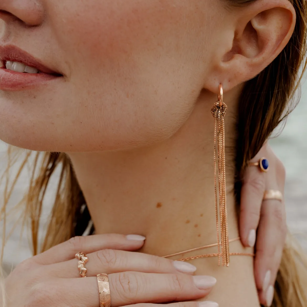 Sea Strands Hoop Set Small Roségold