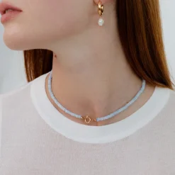 Seastone Charm Necklace Roségold