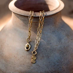 Serpent's Whisper Oval Links Necklace Set Gold