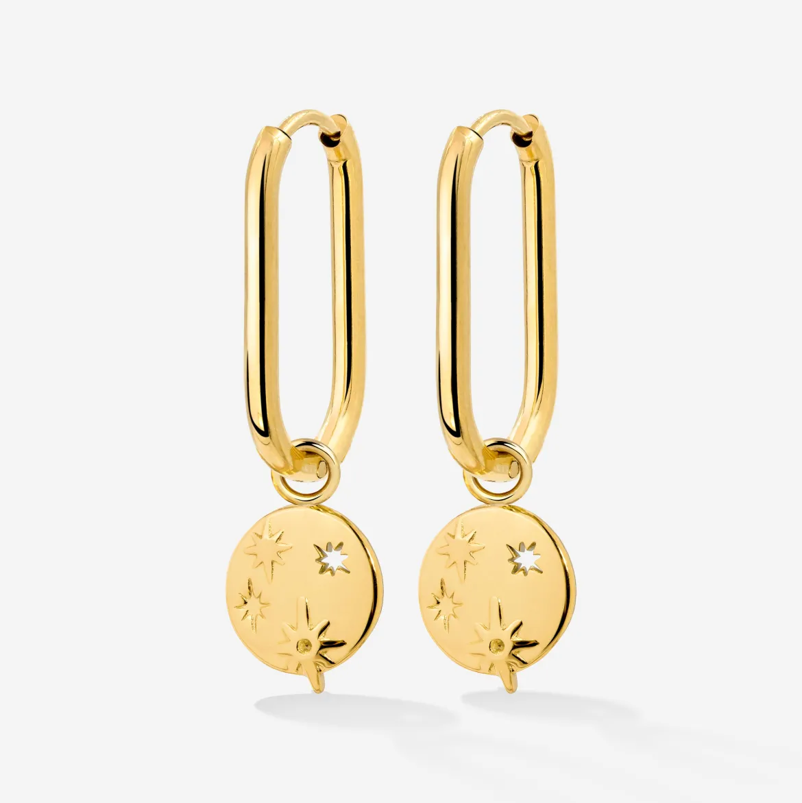 Shiny Stars Oval Hoop Set Small Gold