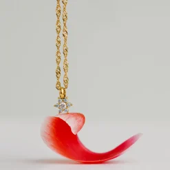 Sparkling Blue Petal Necklace Gold