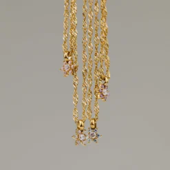 Sparkling Pink Petal Necklace Gold