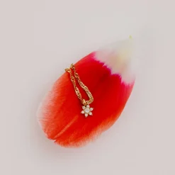 Sparkling White Petal Necklace Gold