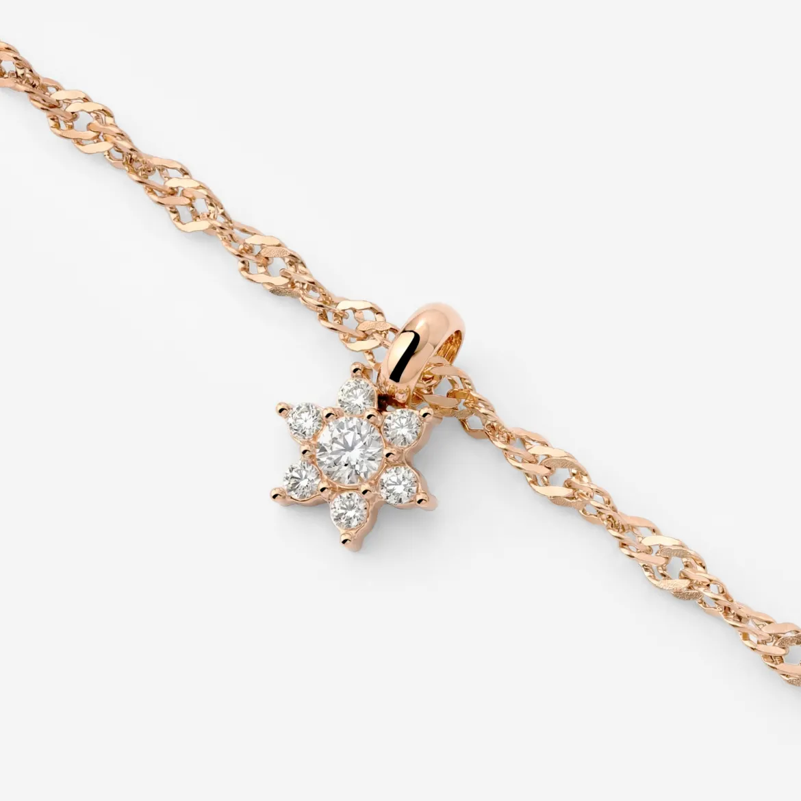 Sparkling White Petal Necklace Roségold