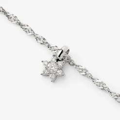 Sparkling White Petal Necklace Silber
