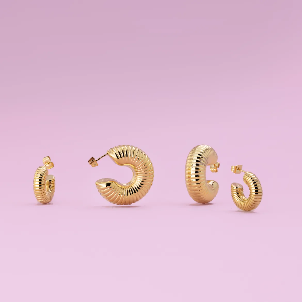 Spiral of Love Hoop Studs Small Gold