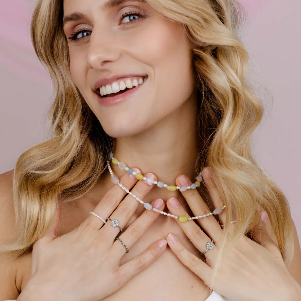 Spring Pastels Necklace Silber