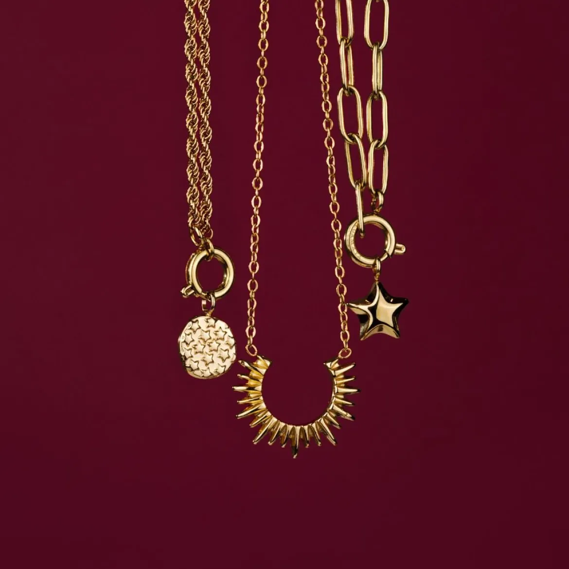 Starry Skies Rope Chain Necklace Set Gold