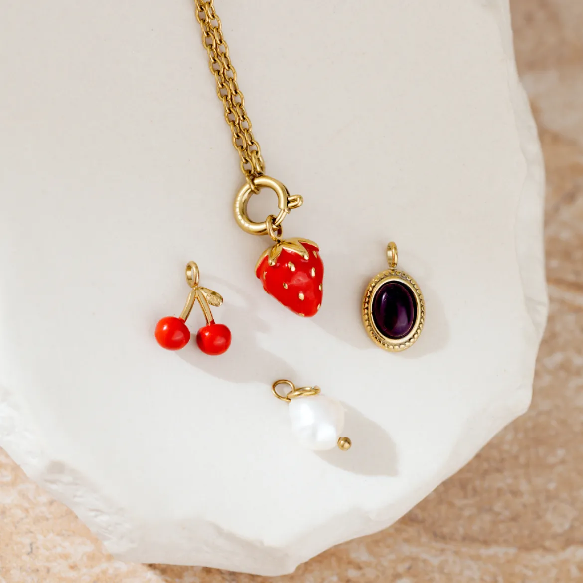 Strawberry Classic Chain Necklace Set Silber