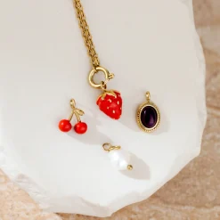 Strawberry Classic Chain Necklace Set Gold