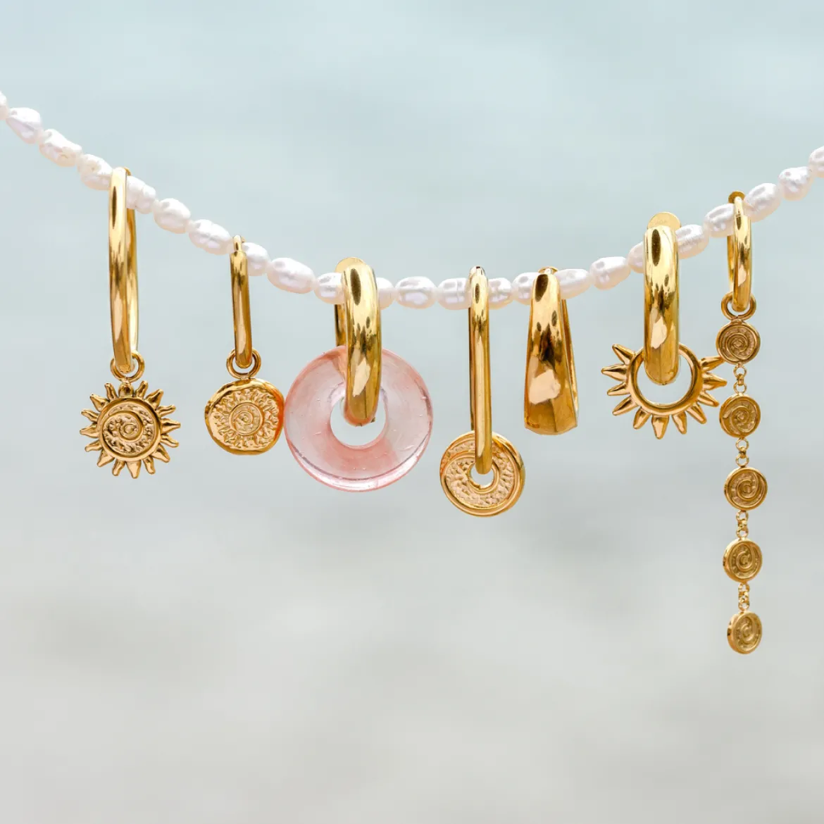 Sun Seeker Oval Hoop Set Baby Gold