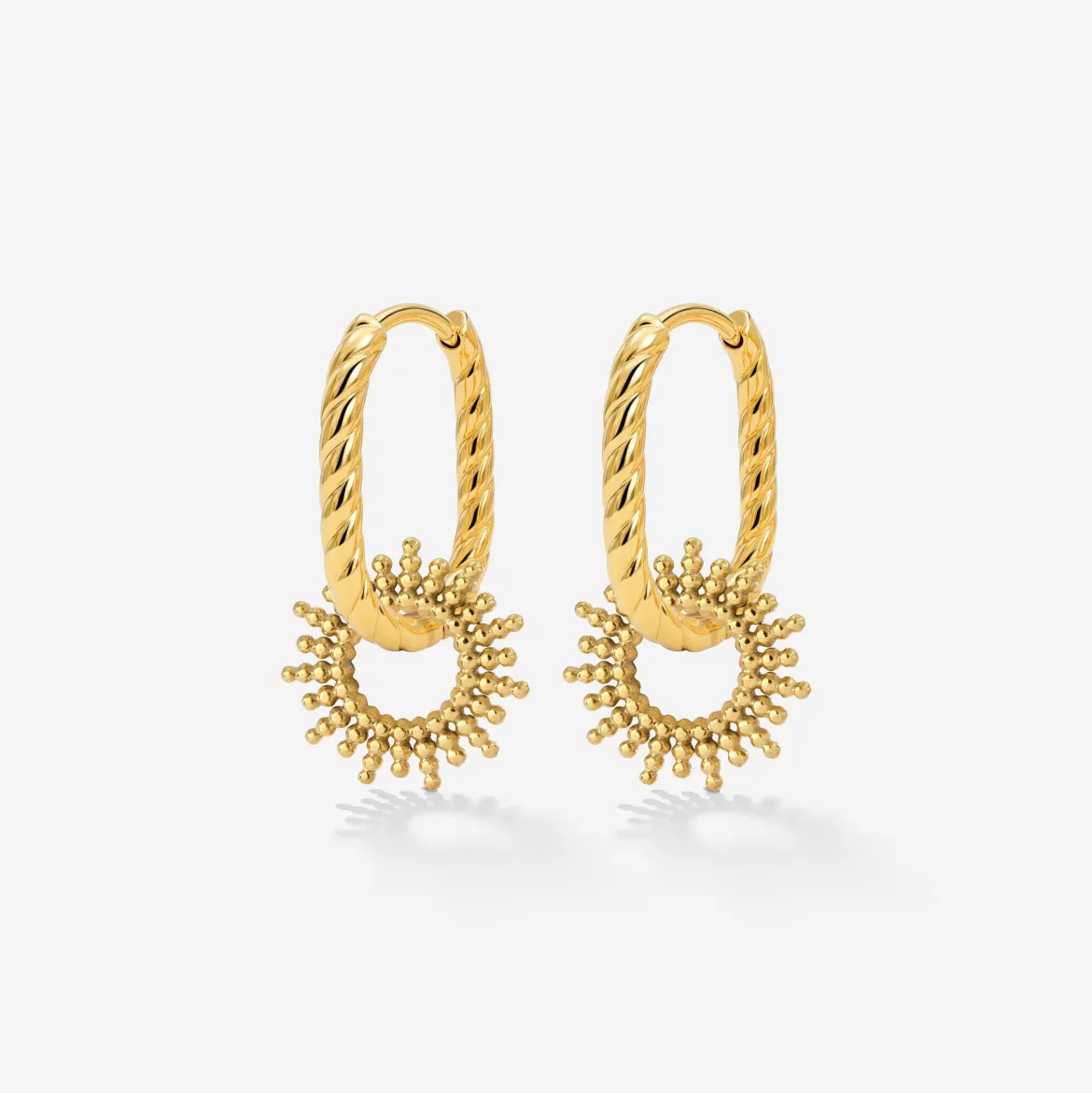 Sunny Oval Twisted Hoop Set Baby Gold