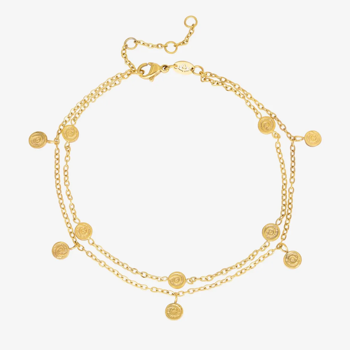 Swirl'n Double Anklet Gold