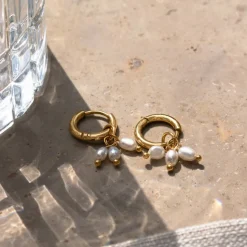 Tres Perlas Hoop Set Roségold