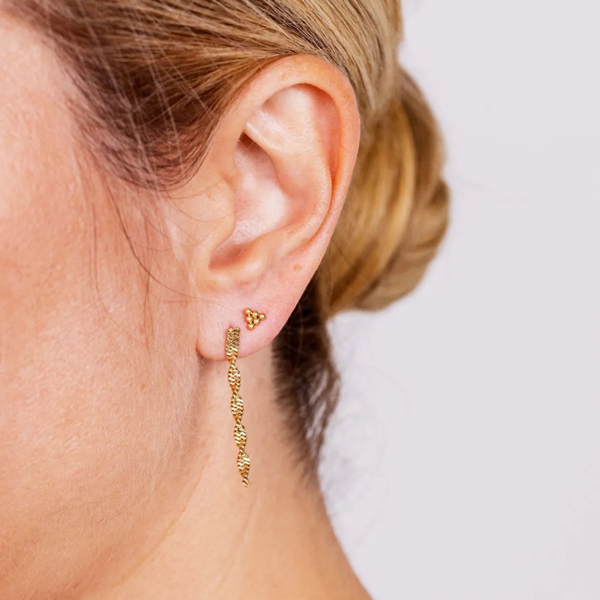 Triangle Beads Piercing Stud Gold
