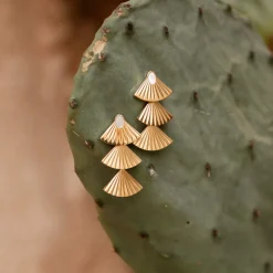 Triple Fan Studs Roségold