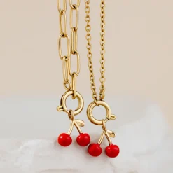 Very Cherry Oval Links Necklace Set Roségold